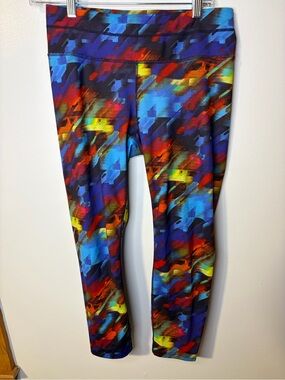 Athleta Blue and Red Abstract Performance Top